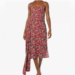🪗Making the cut Floral print size XL NWT wrapped midi Red Dress…